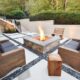 Modern Concrete Paver Slate Chip Patio with Custom Fire Pit